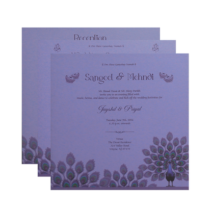 Purple Peacock Luxury Wedding Invitation Card-King of Cards