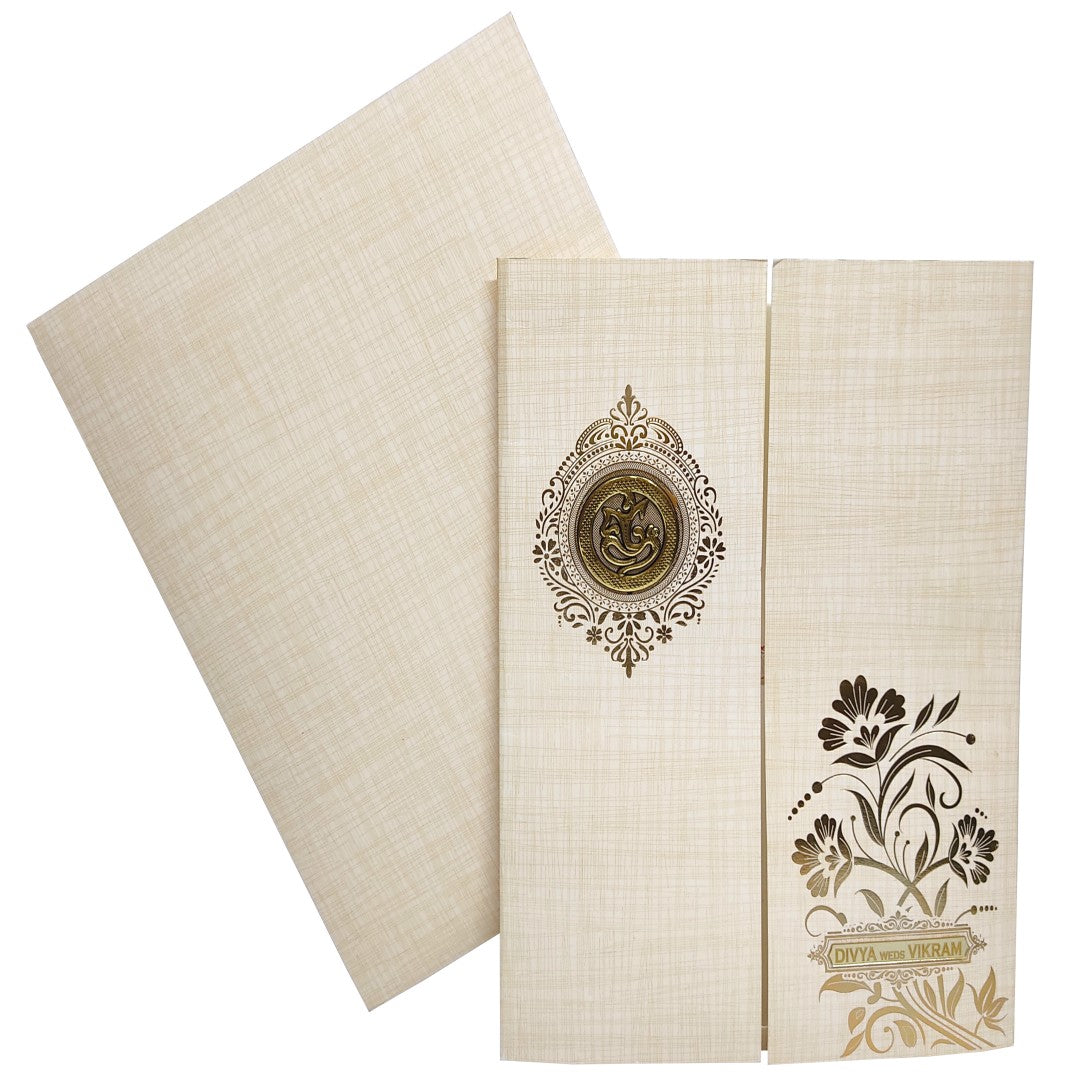 Sandal Metallic Door Type Floral Design With Ganesha Sticker-KNK9406S