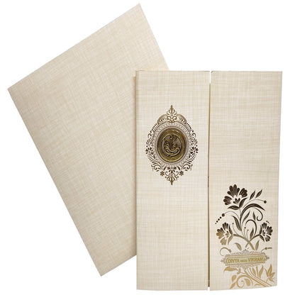 Sandal Metallic Door Type Floral Design With Ganesha Sticker-KNK9406S