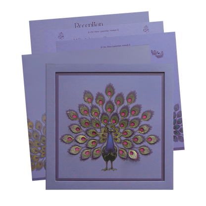 Purple Peacock Luxury Wedding Invitation Card-King of Cards