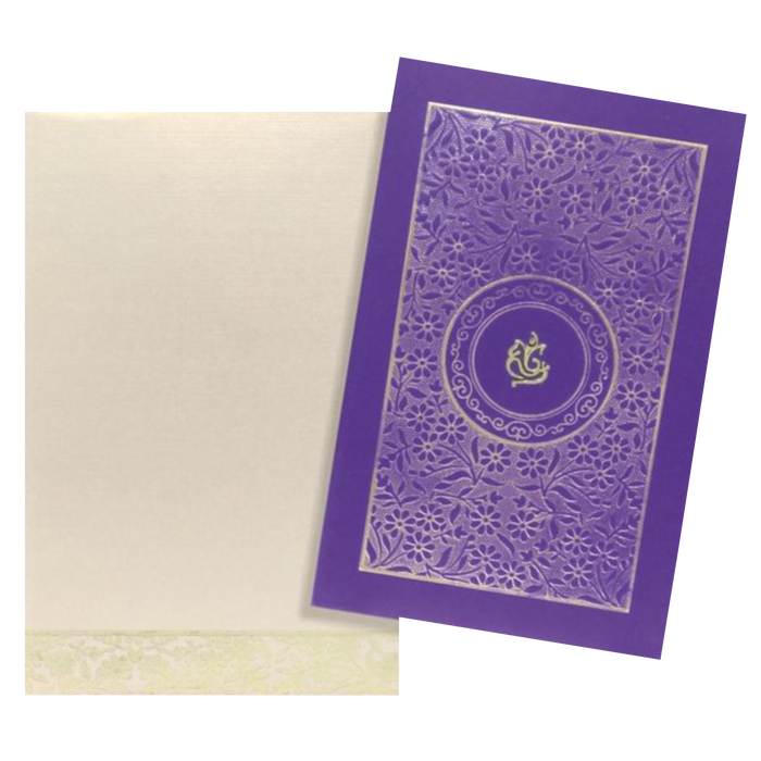 Lovely Violet Shading With Ganesha Theme Padded Wedding Card - KNK3661-King of Cards
