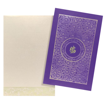 Lovely Violet Shading With Ganesha Theme Padded Wedding Card - KNK3661-King of Cards