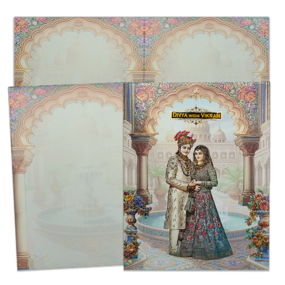 Check out Palace Arch Couple Wedding Card at best price. ?WhatsApp Support ?Express Delivery. | King of Cards