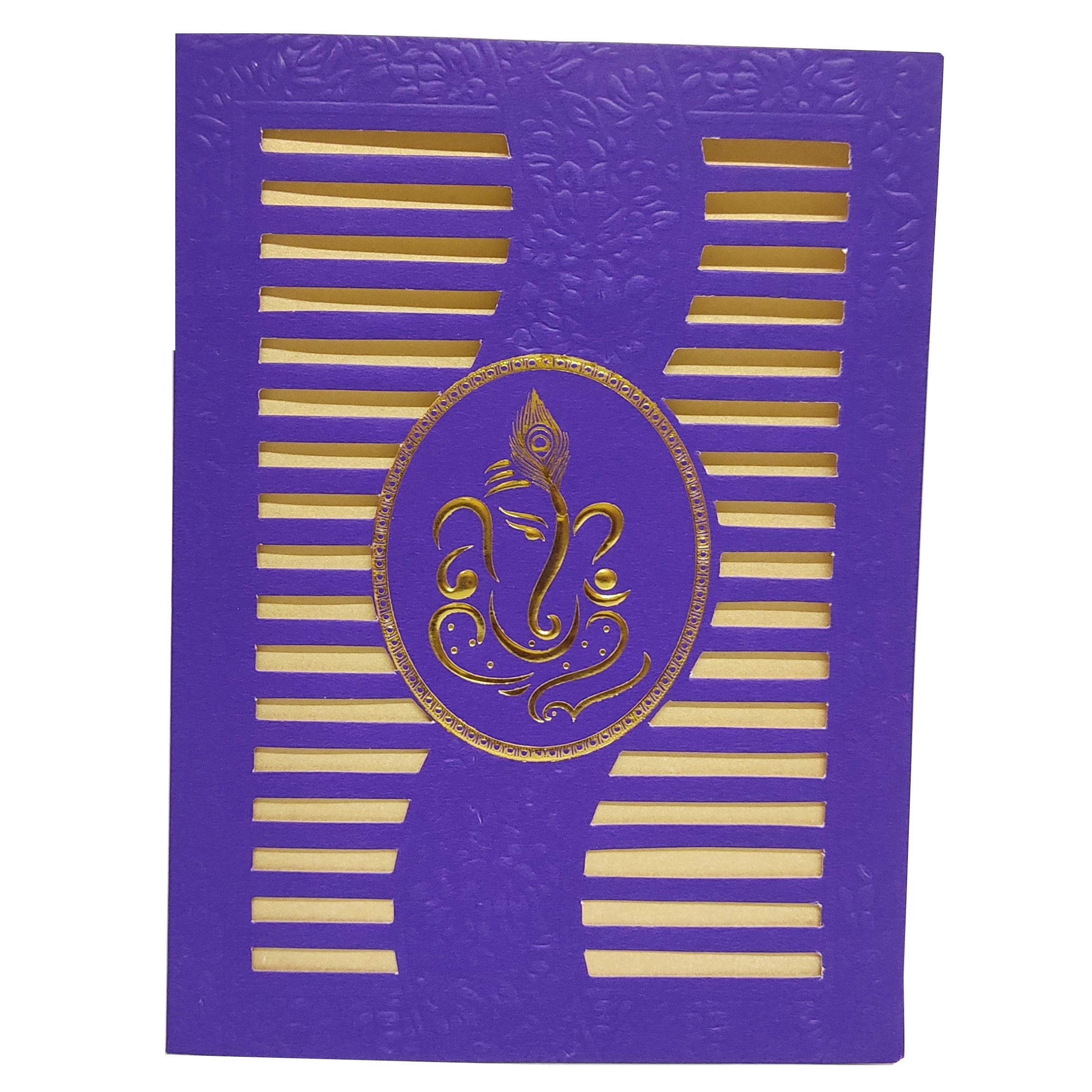 Splendid Violet Shading With Gold Foiling Ganesha Wedding Card - KNK70241-King of Cards