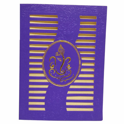Splendid Violet Shading With Gold Foiling Ganesha Wedding Card - KNK70241-King of Cards