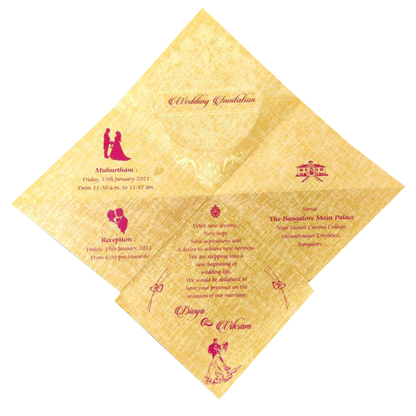 Gold Designer Personal Invitation Card In Gold Foiling Print With Bag-KNF9101G-King of Cards