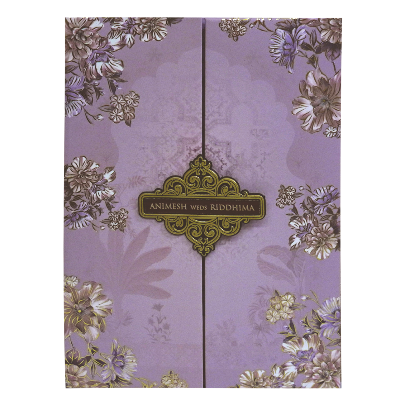 Light Purple Padded Wedding Card-KVN06840