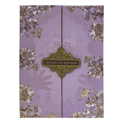 Light Purple Padded Wedding Card-KVN06840