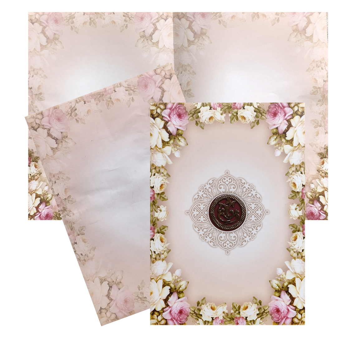 Pink Floral Ganesha Invitation Card-King of Cards