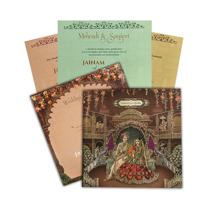 Check out Brown Royal Couple Palace Padded Wedding Card at best price.✅WhatsApp Support ✅Express Delivery.|King of cards.