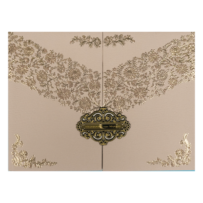 Cream Pink Floral Padded Wedding Card-KSSC1560