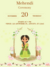Green Girl Mehndi Ceremony Invitation-AAMCI006