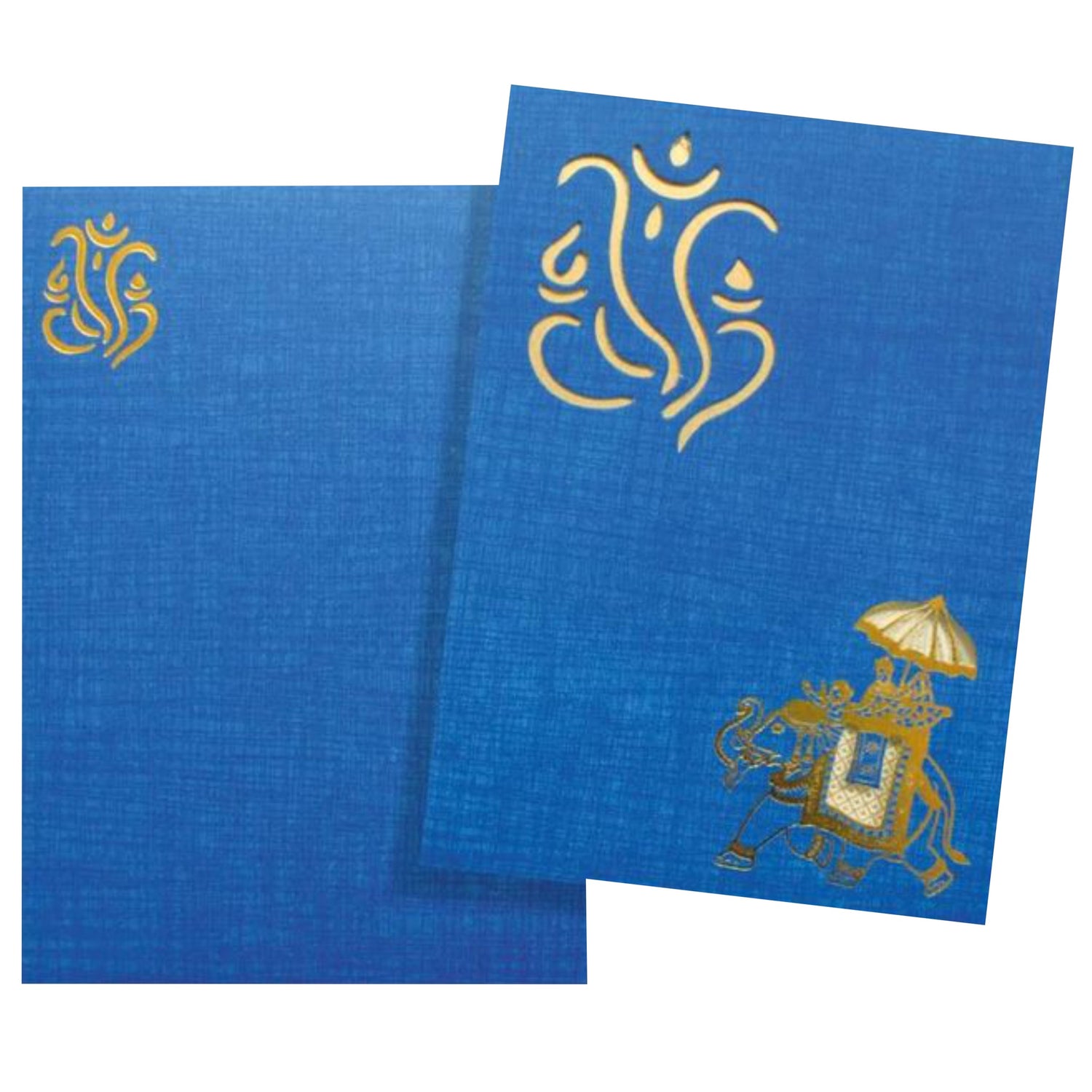 Blue Elephant Invitation Card With Ganesha-KNCM108B
