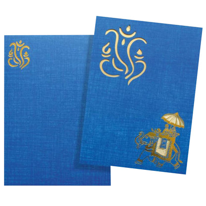 Blue Elephant Invitation Card With Ganesha-KNCM108B