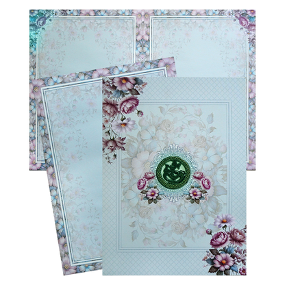 Blue Floral Patterned Wedding Card-King of Cards