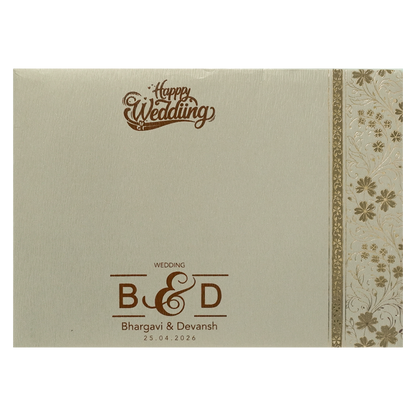 Grey Gold Floral Padded Wedding Card-KSSC2400