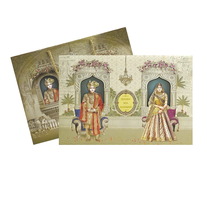 Beige MDF Wedding Box-King of Cards