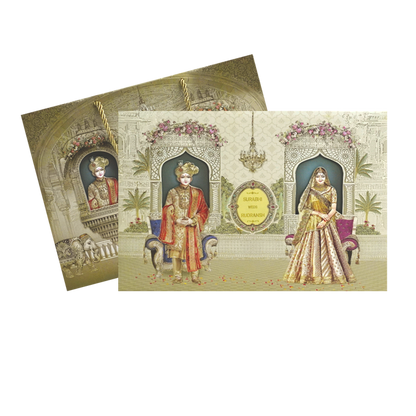 Beige MDF Wedding Box-King of Cards