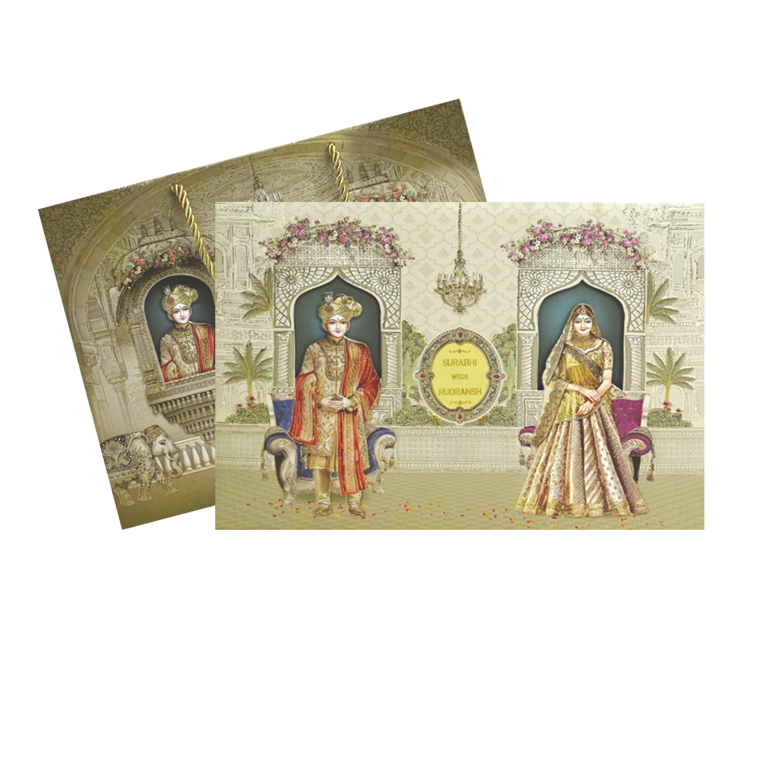 Beige MDF Wedding Box-King of Cards