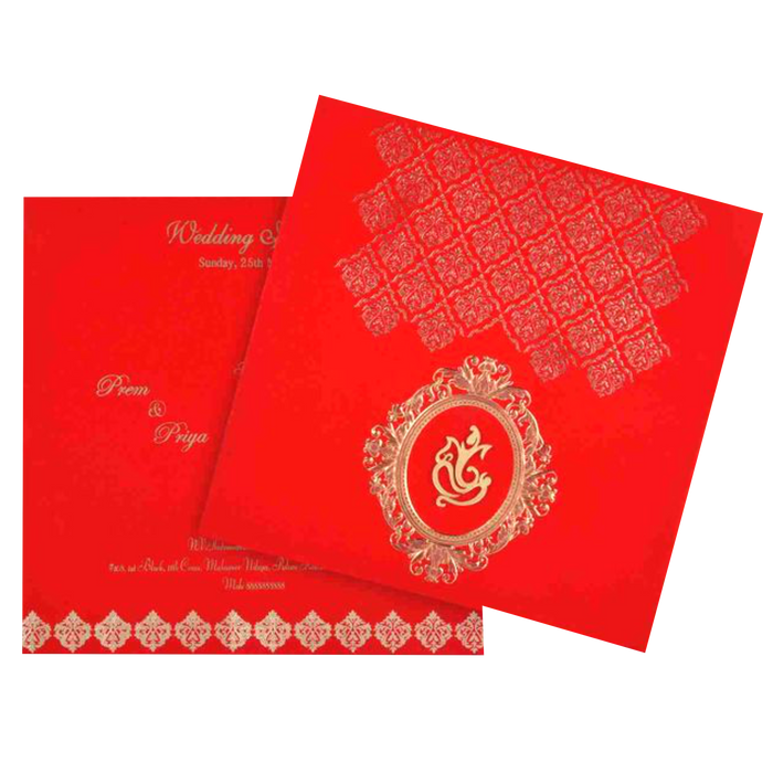 Dazzling Red Shading With Floral Theme Wedding Card - KNK3277-King of Cards