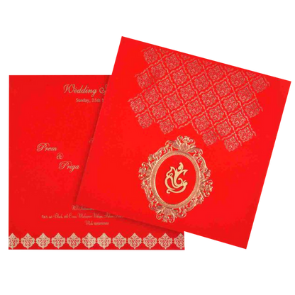 Dazzling Red Shading With Floral Theme Wedding Card - KNK3277-King of Cards
