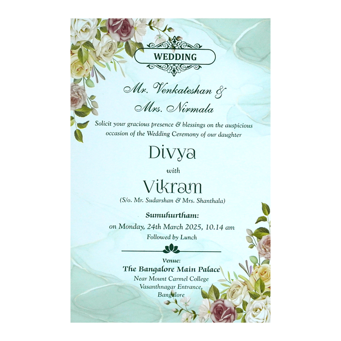 Green Floral Single Card-King of Cards