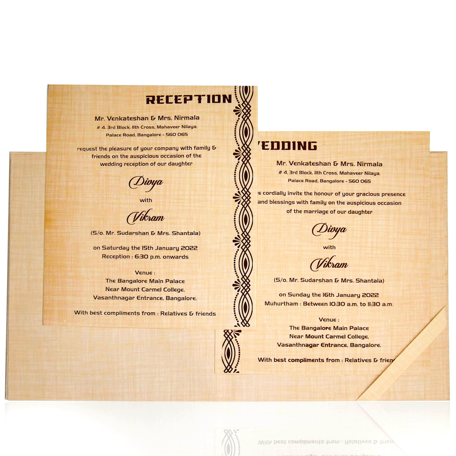 Sandal Padded Wedding Invitation In Gold Foiling-KNPS7501S