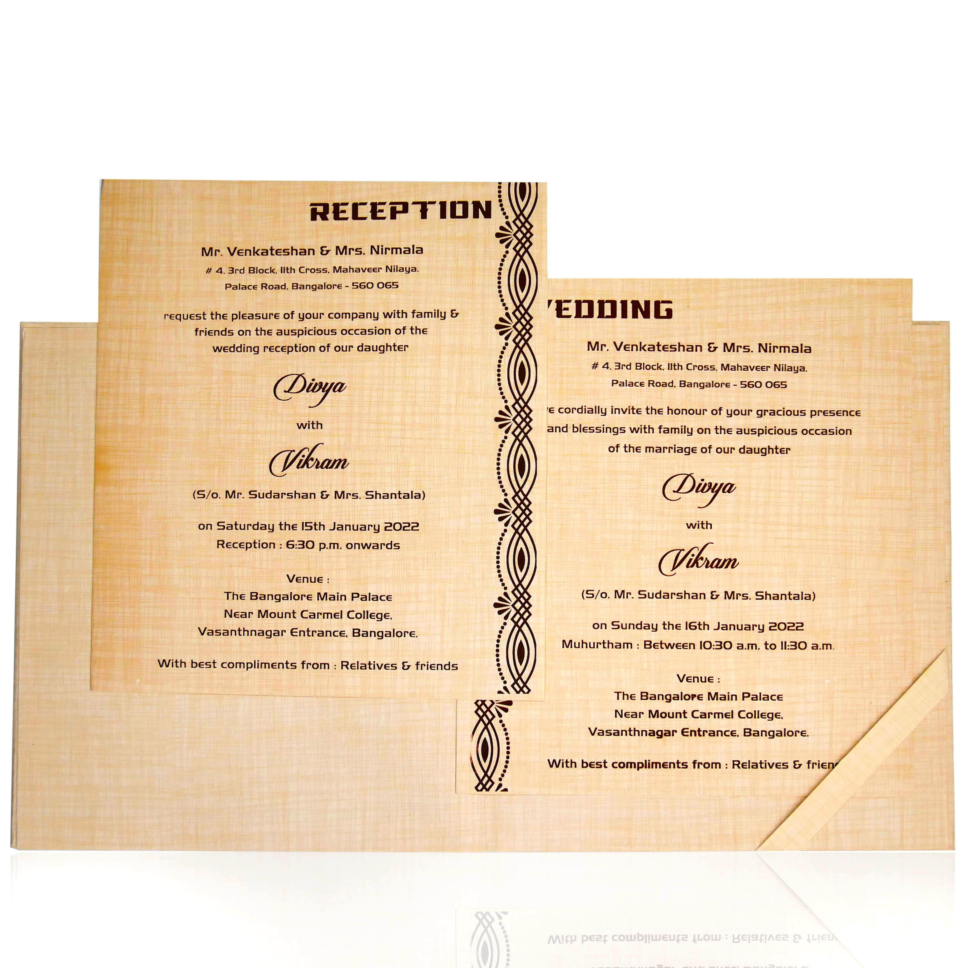 Sandal Padded Wedding Invitation In Gold Foiling-KNPS7501S