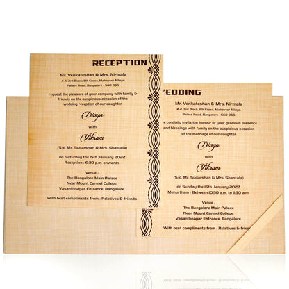 Sandal Padded Wedding Invitation In Gold Foiling-KNPS7501S