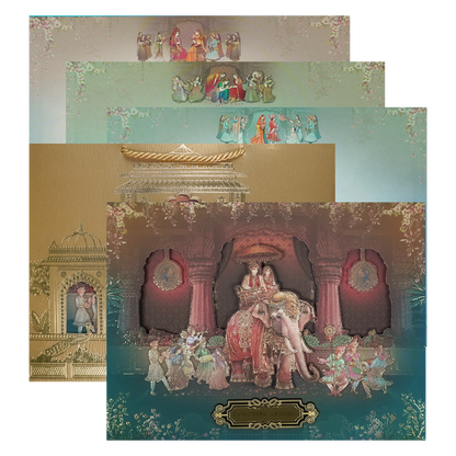 Royal Procession Elephant Padded Wedding Card-KSSC2520