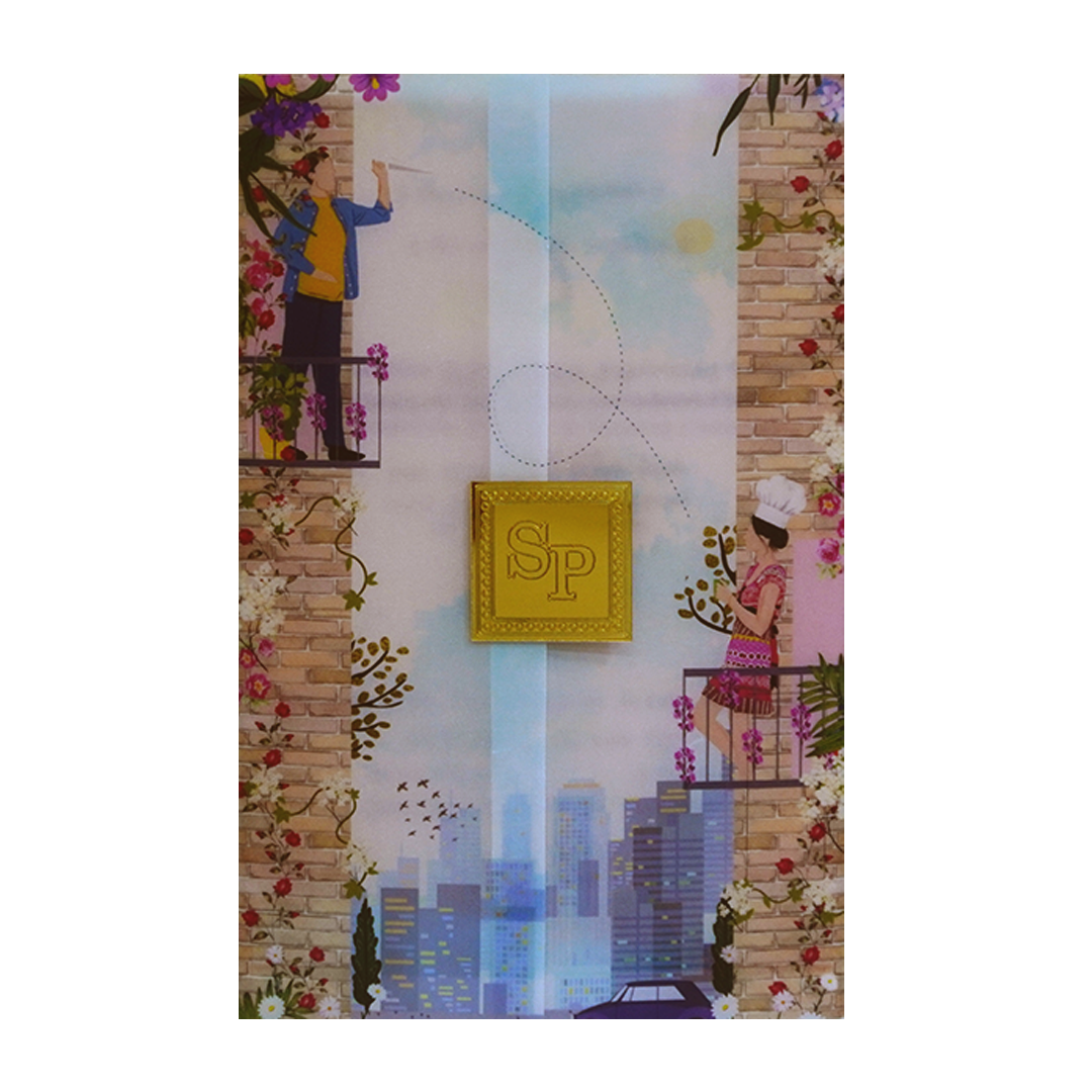 Blue Couple Tracing Sheet Invitation Card-King of Cards