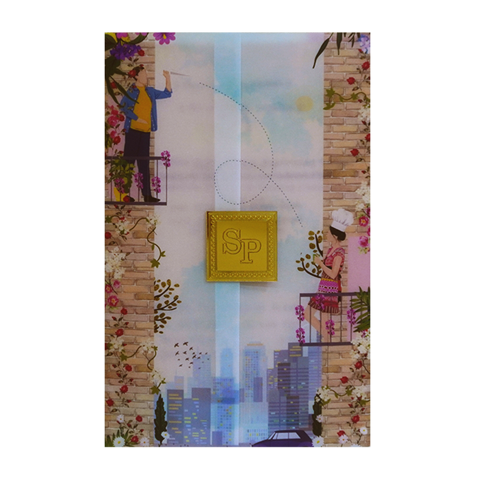 Blue Couple Tracing Sheet Invitation Card-King of Cards