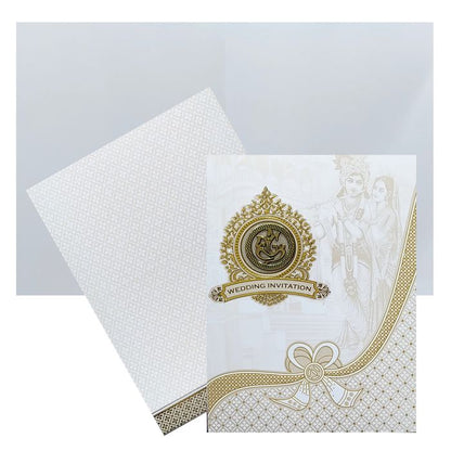 White Radhe Krishna Invitation Card-King of Cards