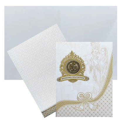 White Radhe Krishna Invitation Card-King of Cards