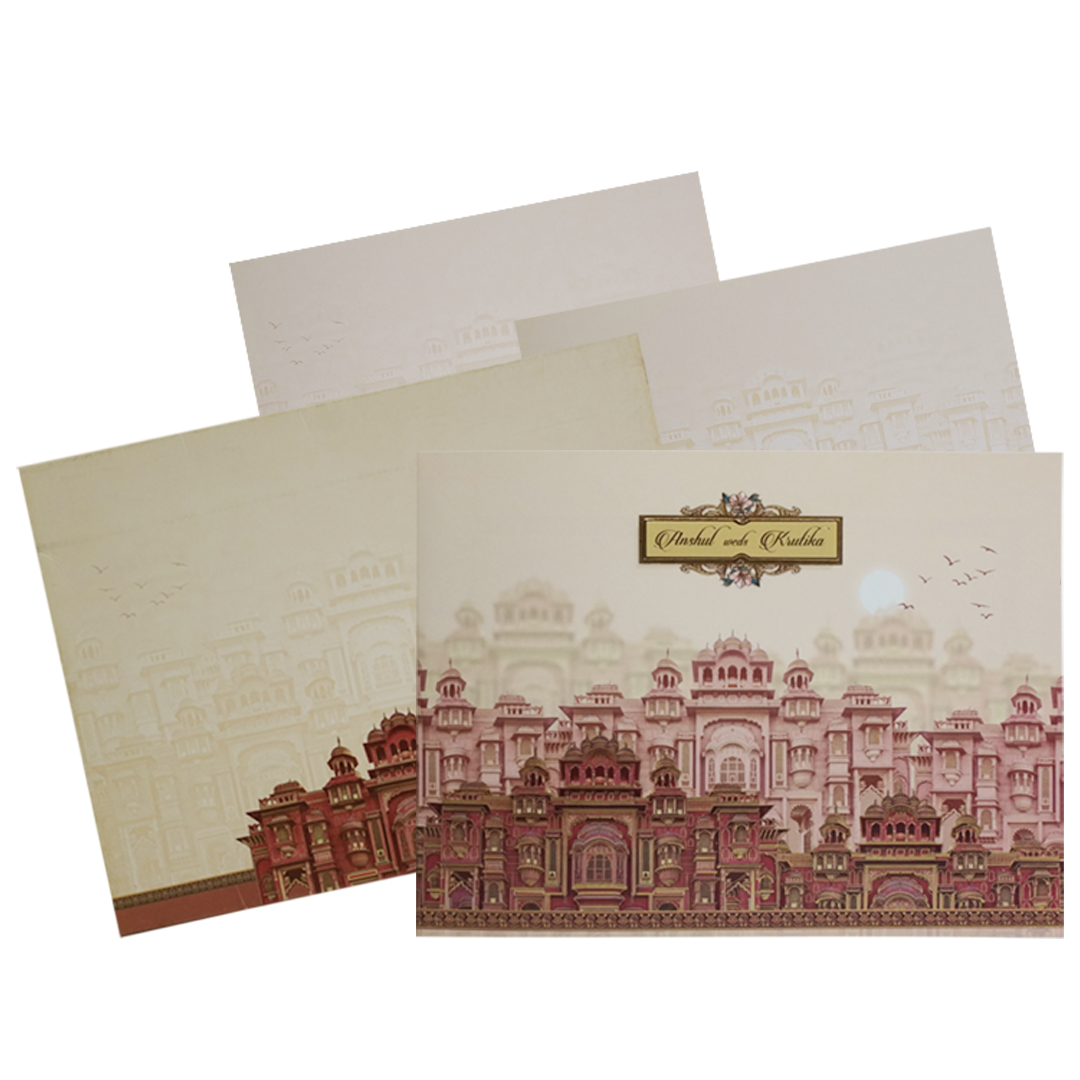 Beige Palace Wedding Invitation Card-King of Cards