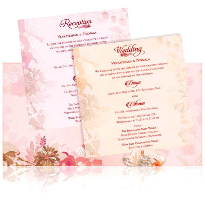 Orange Pastel Floral Padded Invitation Card-KNPO5508O-King of Cards