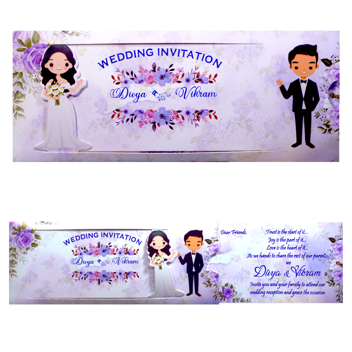 Lavender Floral Bride Groom Slide Invitation Card-King of Cards