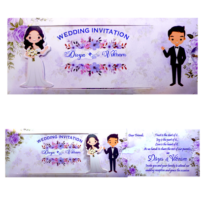 Lavender Floral Bride Groom Slide Invitation Card-King of Cards