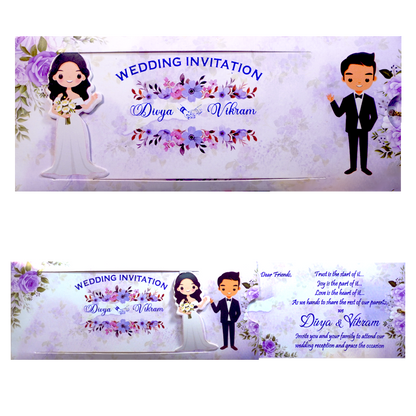 Lavender Floral Bride Groom Slide Invitation Card-King of Cards