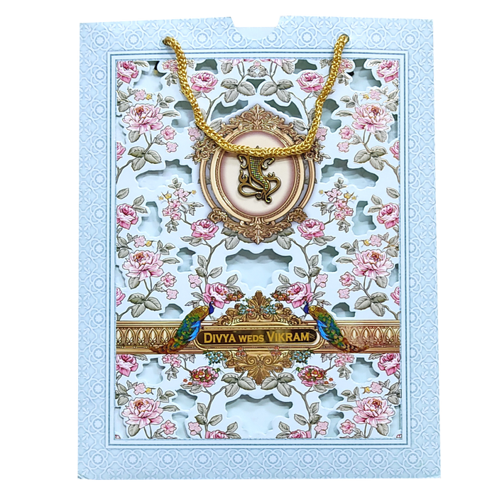 Blue Floral Twofold Wedding Card-King of Cards