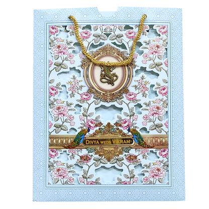 Blue Floral Twofold Wedding Card-King of Cards