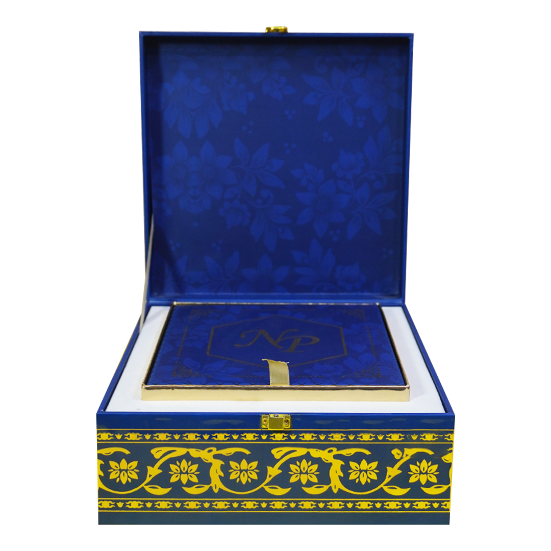 Dark Blue Scodix Luxury Box Invitation-King of Cards