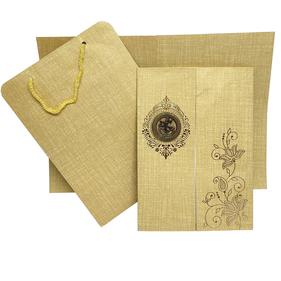 Brown Gold Metallic Door Type Pattern With Floral Design-KNCA214N