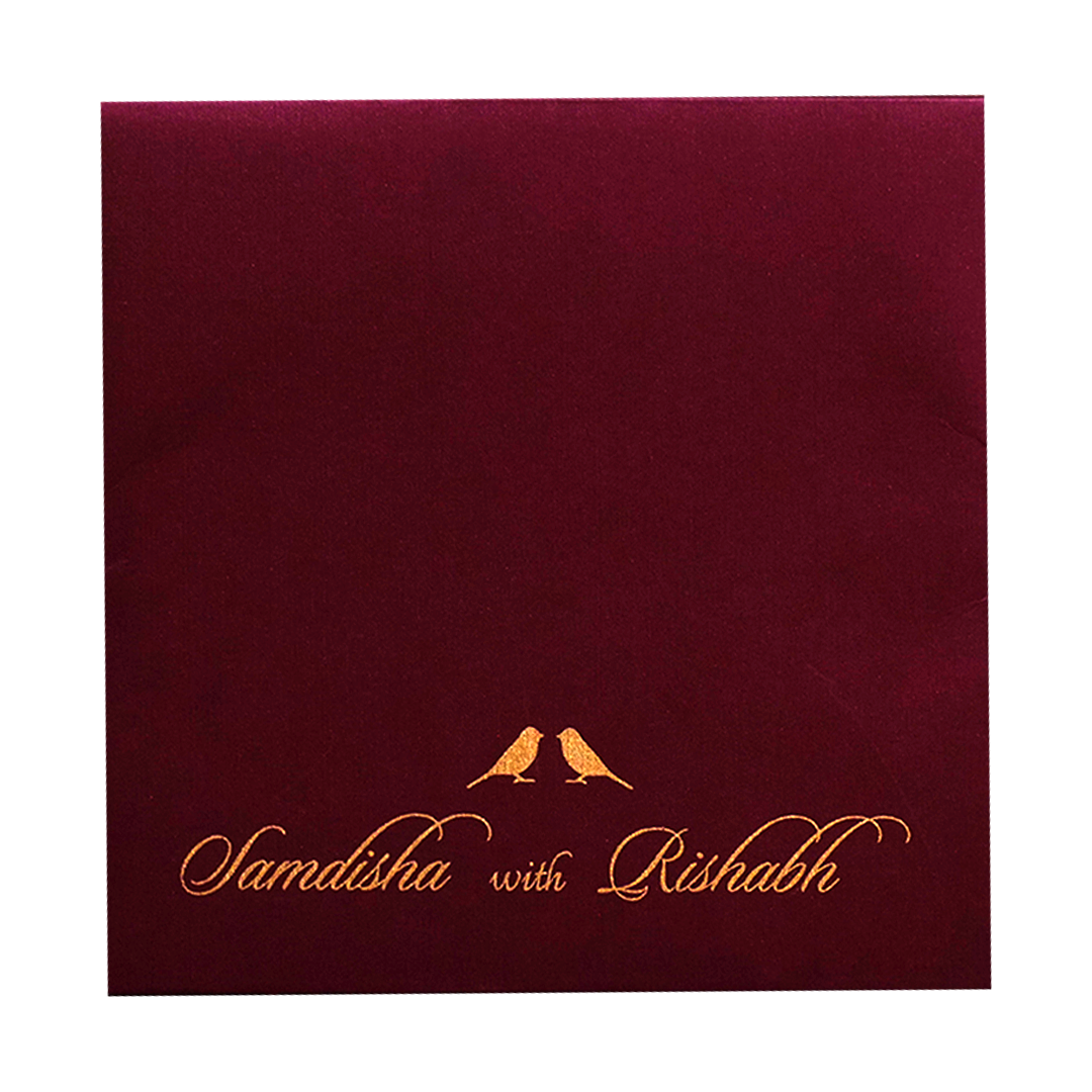 Royal Maroon MDF Invitation-King of Cards