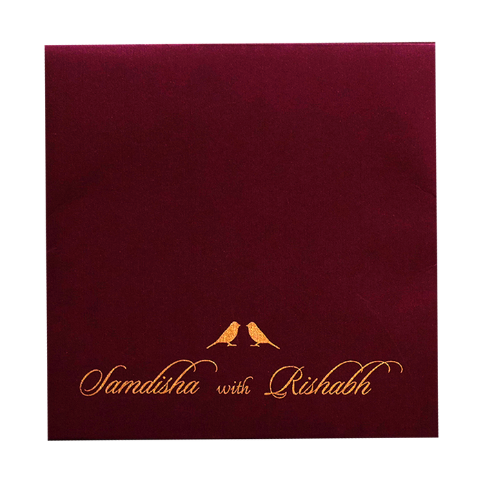 Royal Maroon MDF Invitation-King of Cards