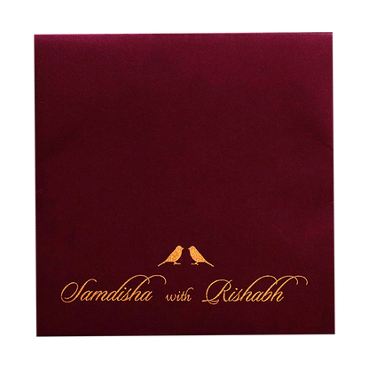 Royal Maroon MDF Invitation-King of Cards