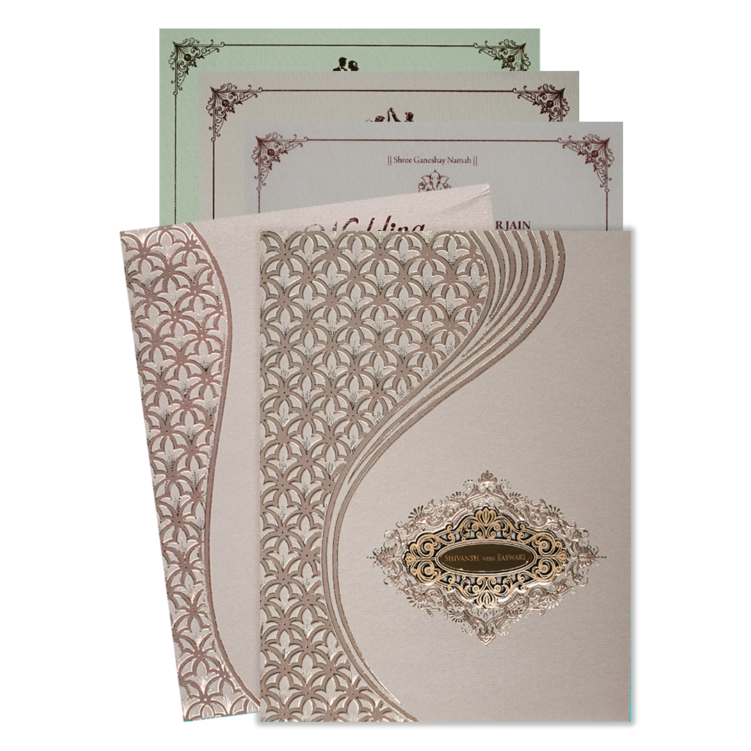 Pink Gold Geometric Padded Wedding Card-KSSC2190