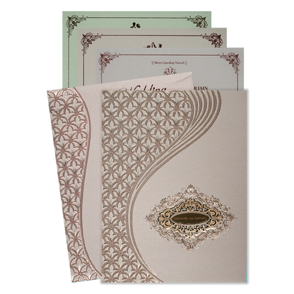 Pink Gold Geometric Padded Wedding Card-KSSC2190
