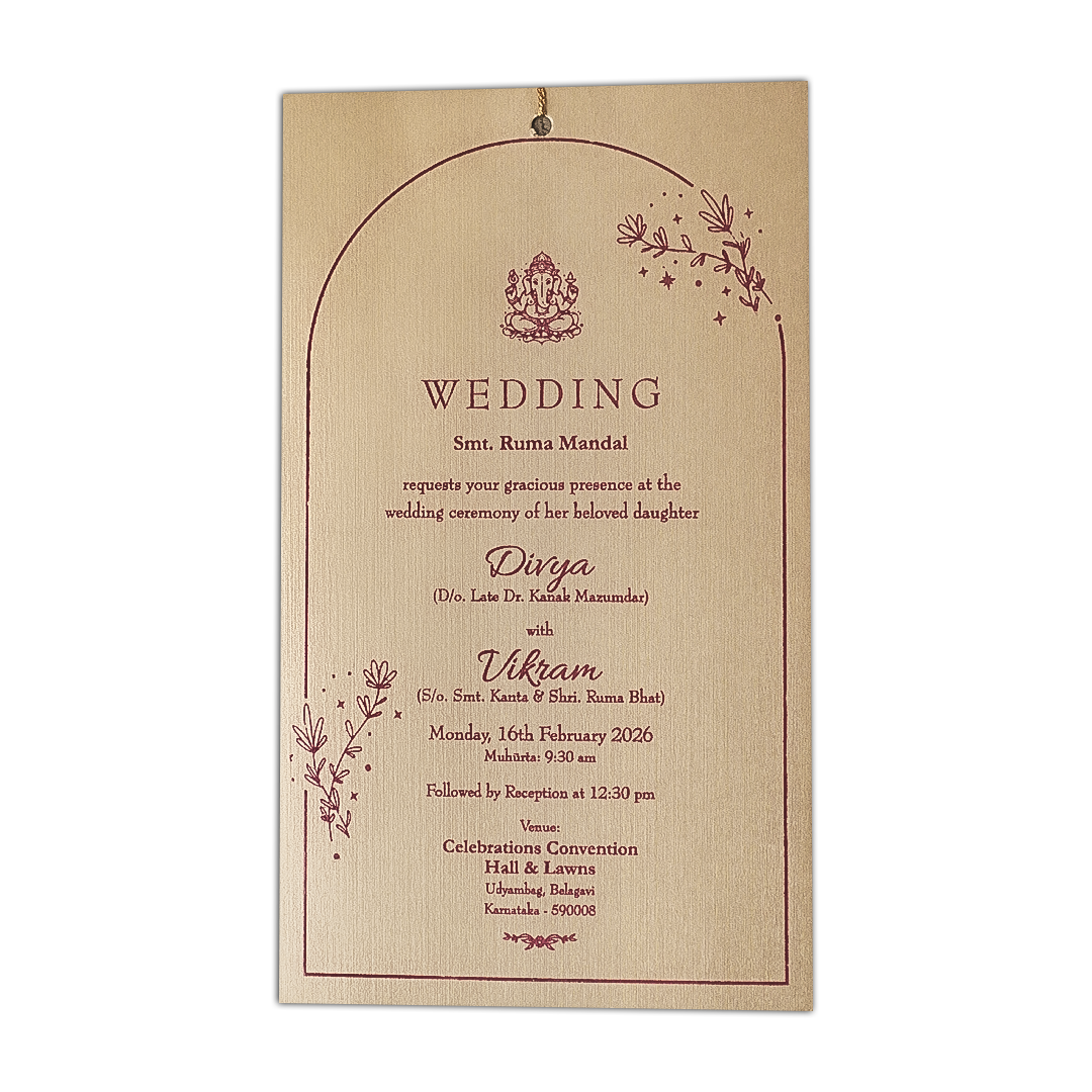 Gold Single Sheet Wedding Card-KNPD1120
