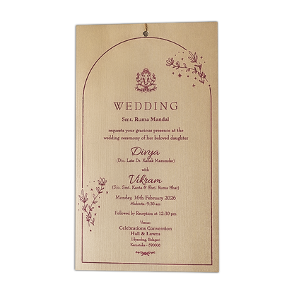 Gold Single Sheet Wedding Card-KNPD1120